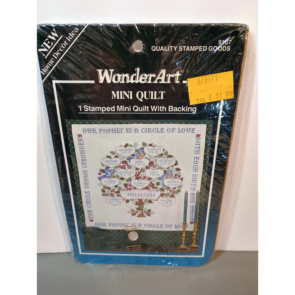Vtg WonderArt Family Tree Mini Quilt Kit Pattern Only 9107 Circle of Love